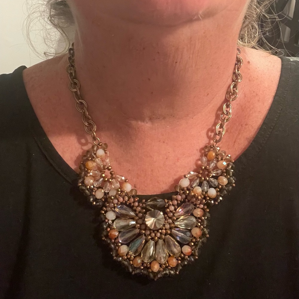 CRYSTALS AND MARKASITE LARGE STATEMENT PIECE ALL GLASS BEADWORK DEFINITELY VTG